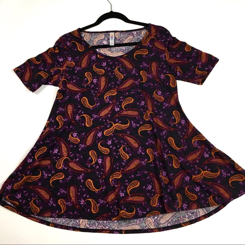 LuLaRoe Perfect T Shirt Size Small Black Purple
